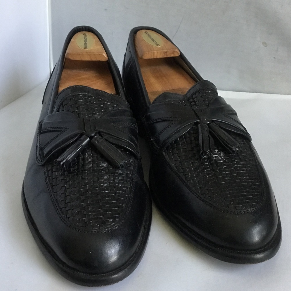 Giorgio Brutini Black Woven Tassel Loafers